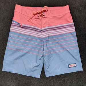 Vineyard Vines Striped Jetty Red Blue Board Shorts Men's Size 28 NWT